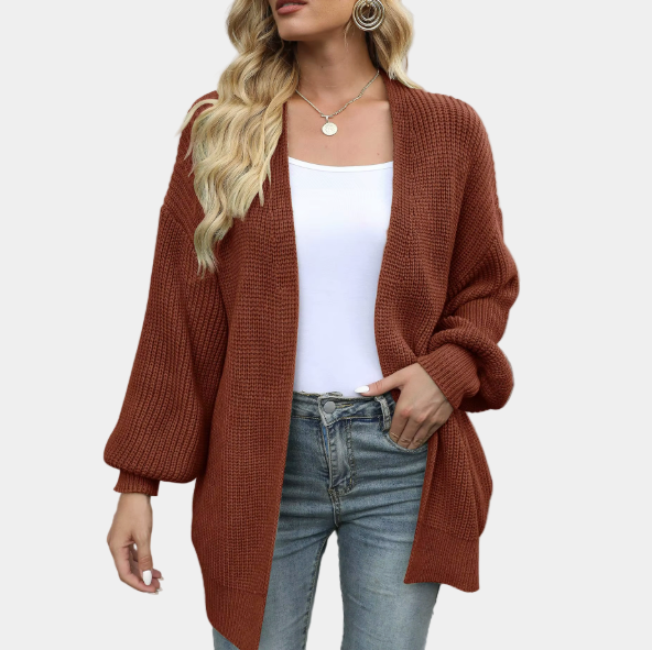 Knitted Cardigan - Women's Open Front Oversized Chunky Cardigan-Grace Aura