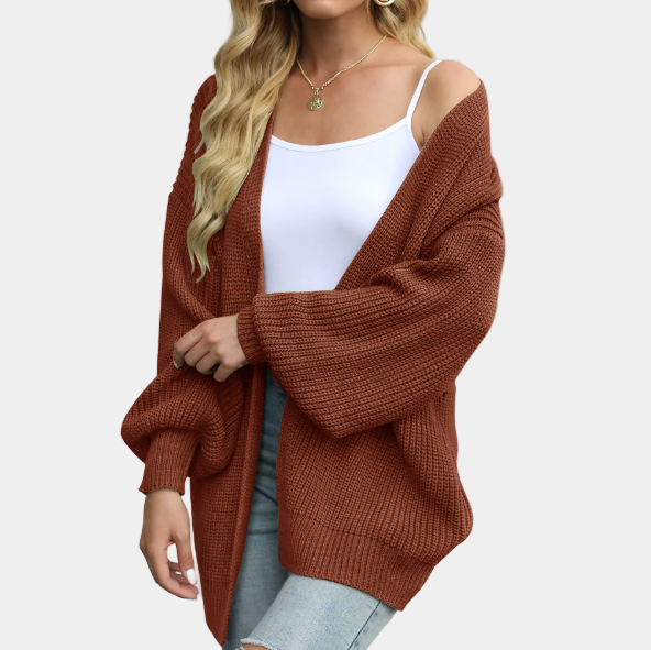 Knitted Cardigan - Women's Open Front Oversized Chunky Cardigan-Grace Aura