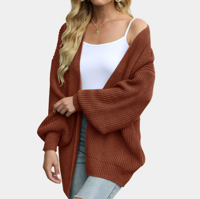 Knitted Cardigan - Women's Open Front Oversized Chunky Cardigan-Grace Aura