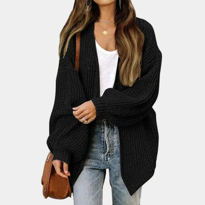 Knitted Cardigan - Women's Open Front Oversized Chunky Cardigan-Grace Aura