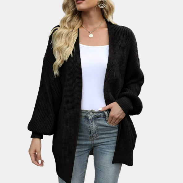 Knitted Cardigan - Women's Open Front Oversized Chunky Cardigan-Grace Aura
