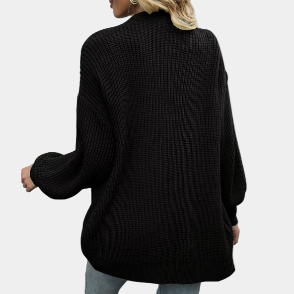 Knitted Cardigan - Women's Open Front Oversized Chunky Cardigan-Grace Aura