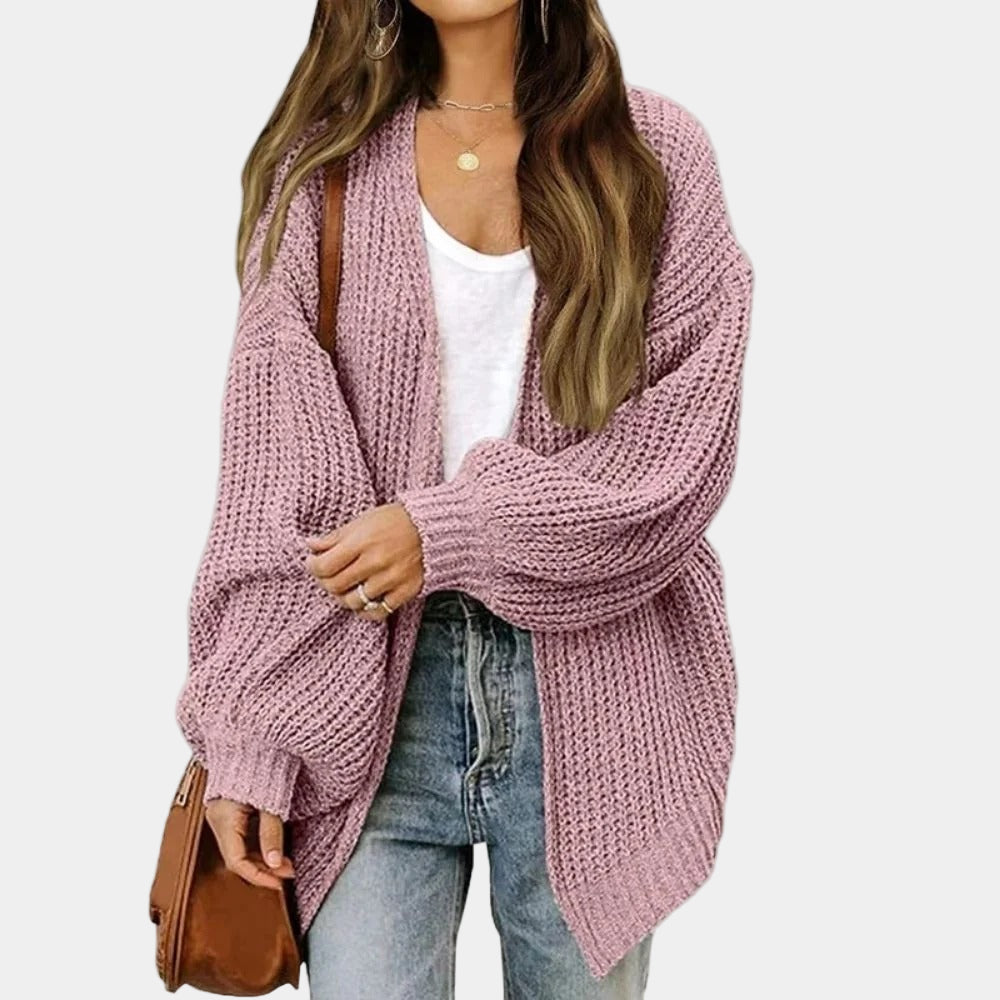 Knitted Cardigan - Women's Open Front Oversized Chunky Cardigan-Grace Aura