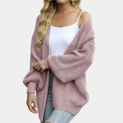Knitted Cardigan - Women's Open Front Oversized Chunky Cardigan-Grace Aura