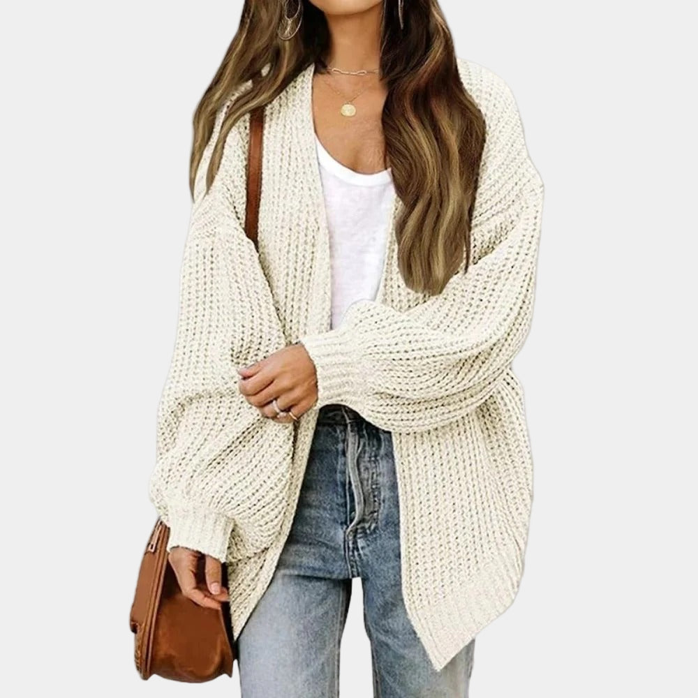 Knitted Cardigan - Women's Open Front Oversized Chunky Cardigan-Grace Aura