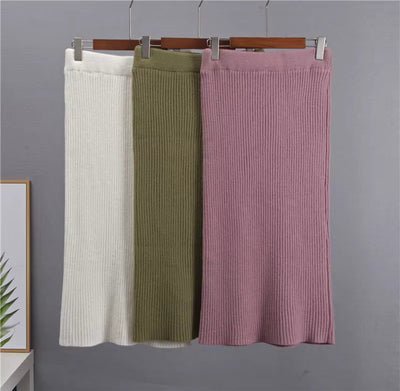 Knitted Co-Ord - Turtleneck - Midi Skirt - Knit Two-Piece Set - Sweater Skirt Set-Grace Aura