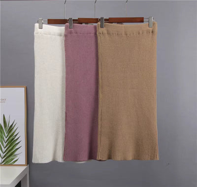 Knitted Co-Ord - Turtleneck - Midi Skirt - Knit Two-Piece Set - Sweater Skirt Set-Grace Aura