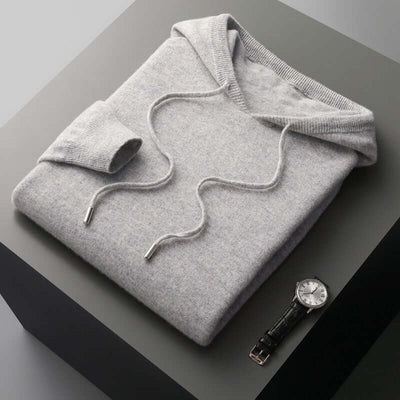 Knitted Hoodie - Men's Plain Hooded Pullover Sweater-Grace Aura