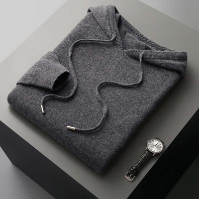 Knitted Hoodie - Men's Plain Hooded Pullover Sweater-Grace Aura
