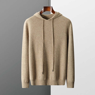 Knitted Hoodie - Men's Plain Hooded Pullover Sweater-Grace Aura