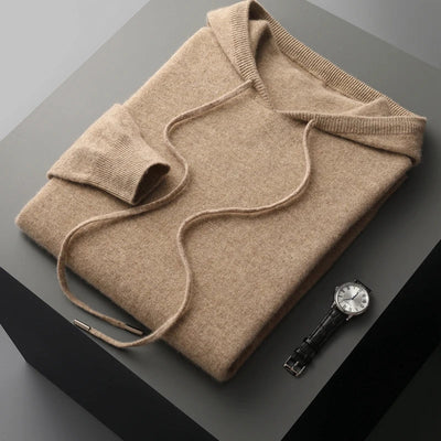 Knitted Hoodie - Wool - Loose Fit - Hoodie Sweater - Men's Knitwear-Grace Aura