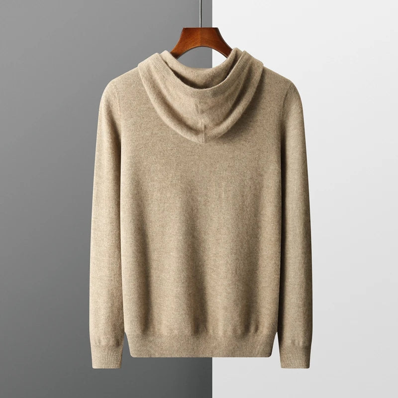 Knitted Hoodie - Wool - Loose Fit - Hoodie Sweater - Men's Knitwear-Grace Aura