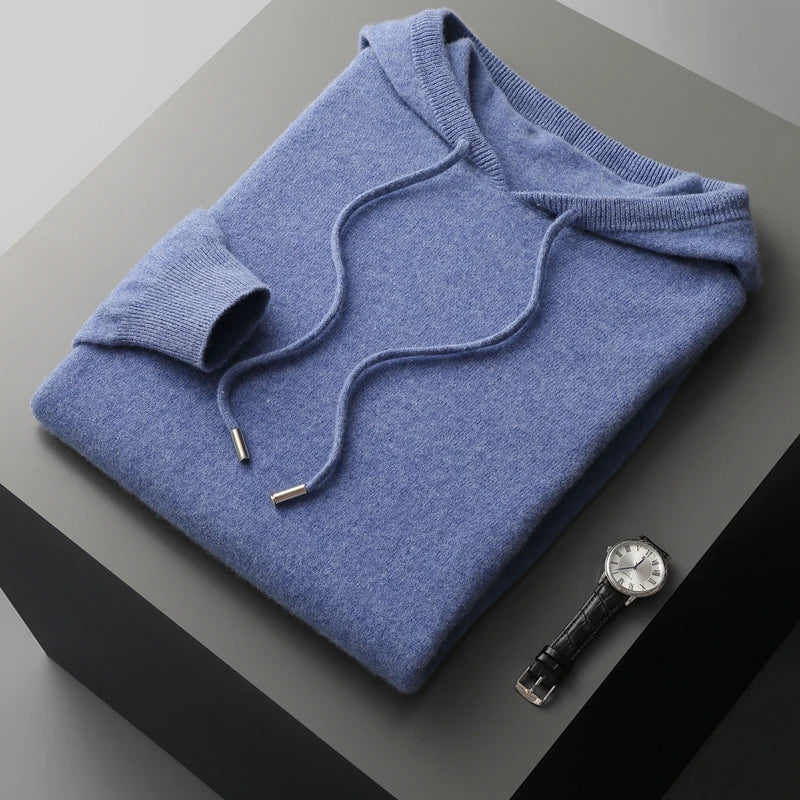 Knitted Hoodie - Wool - Loose Fit - Hoodie Sweater - Men's Knitwear-Grace Aura