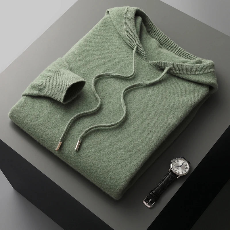 Knitted Hoodie - Wool - Loose Fit - Hoodie Sweater - Men's Knitwear-Grace Aura