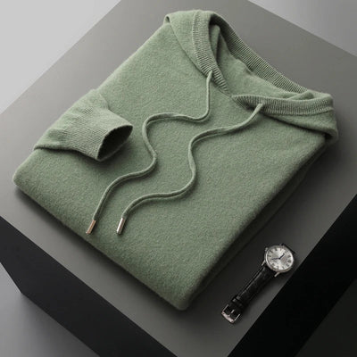 Knitted Hoodie - Wool - Loose Fit - Hoodie Sweater - Men's Knitwear-Grace Aura