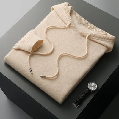 Knitted Hoodie - Wool - Loose Fit - Hoodie Sweater - Men's Knitwear-Grace Aura
