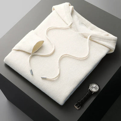 Knitted Hoodie - Wool - Loose Fit - Hoodie Sweater - Men's Knitwear-Grace Aura
