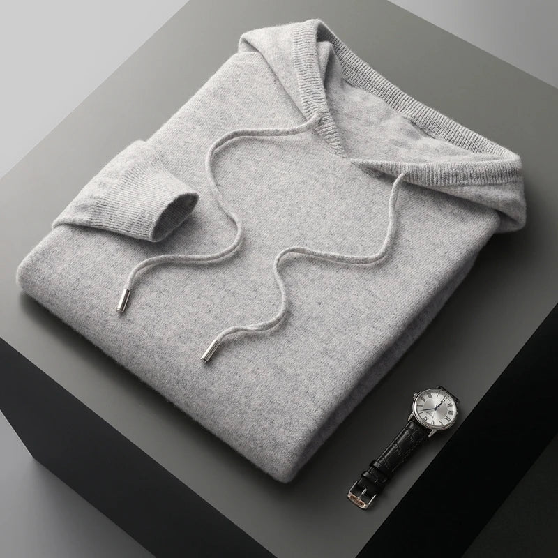 Knitted Hoodie - Wool - Loose Fit - Hoodie Sweater - Men's Knitwear-Grace Aura