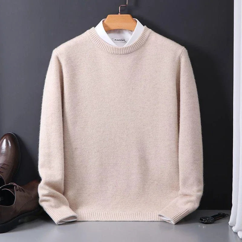 Knitted Jumper - Crew Neck - Winter - Knit Pullover Sweater - Men's Knitwear-Grace Aura