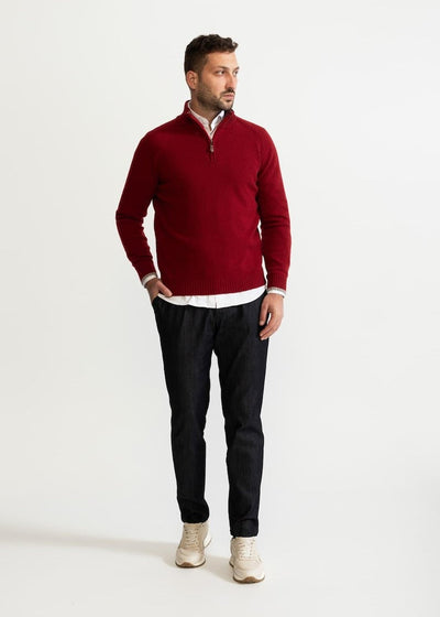 Knitted Jumper | Polo | Pullover | Quarter-Zip Jumper | Men's Half-Zip Sweater-Grace Aura