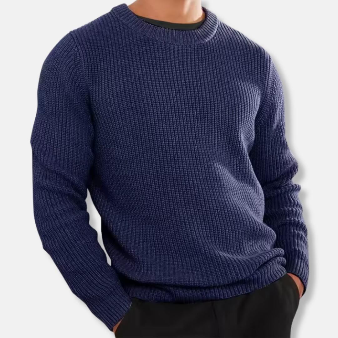 Knitted Jumper | Relaxed Fit | Rib Knit | Pullover | Men's Sweater-Grace Aura