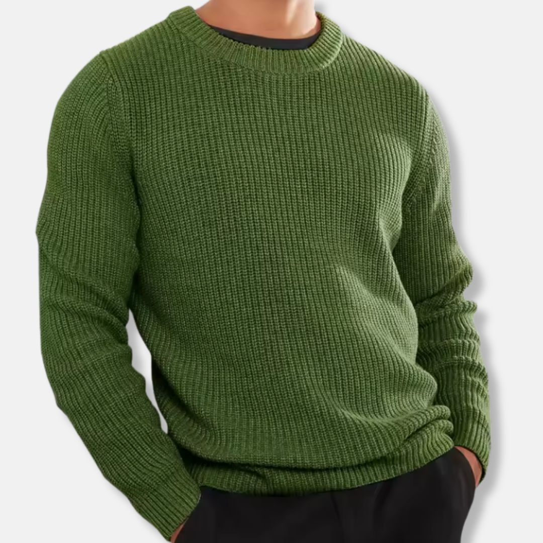 Knitted Jumper | Relaxed Fit | Rib Knit | Pullover | Men's Sweater-Grace Aura