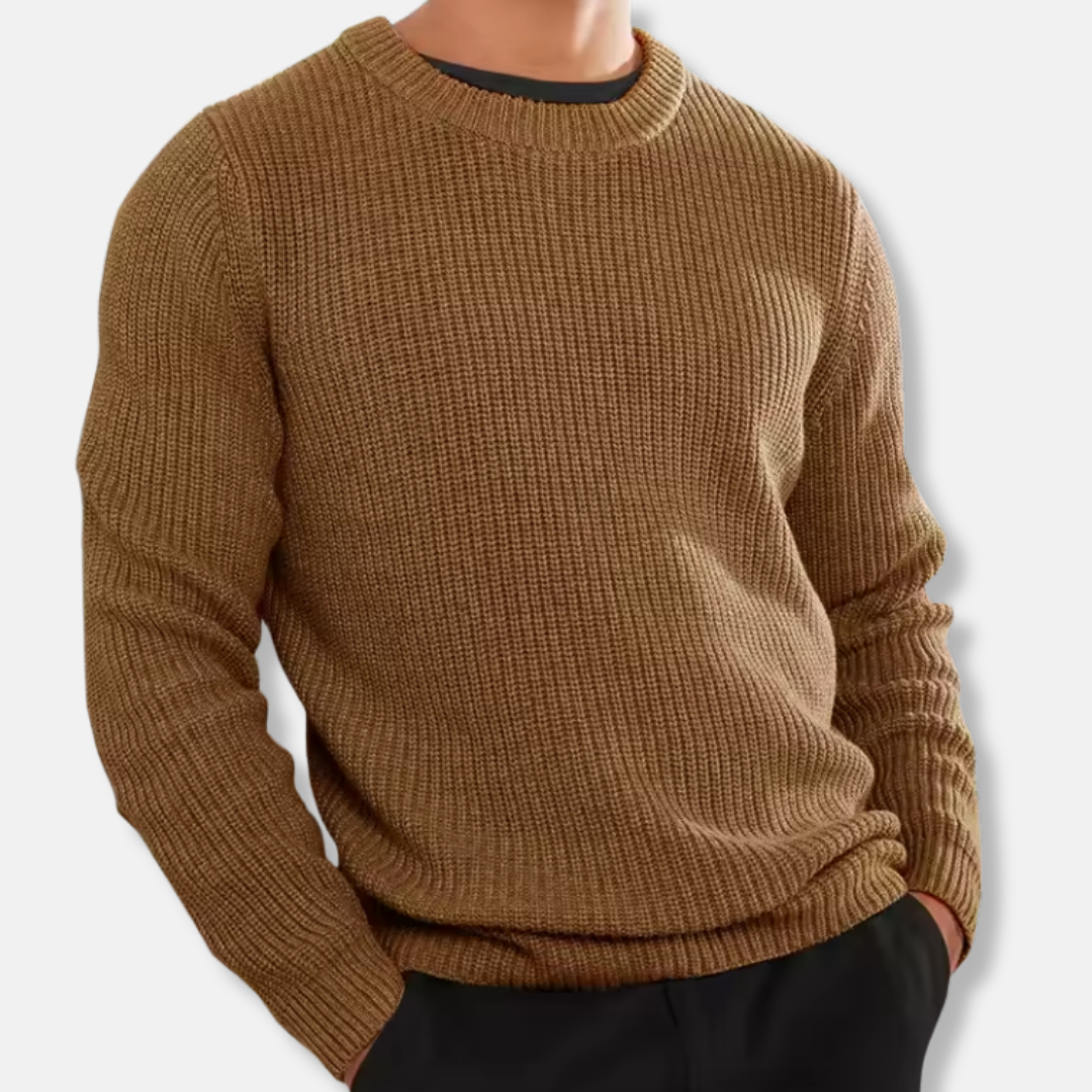 Knitted Jumper | Relaxed Fit | Rib Knit | Pullover | Men's Sweater-Grace Aura