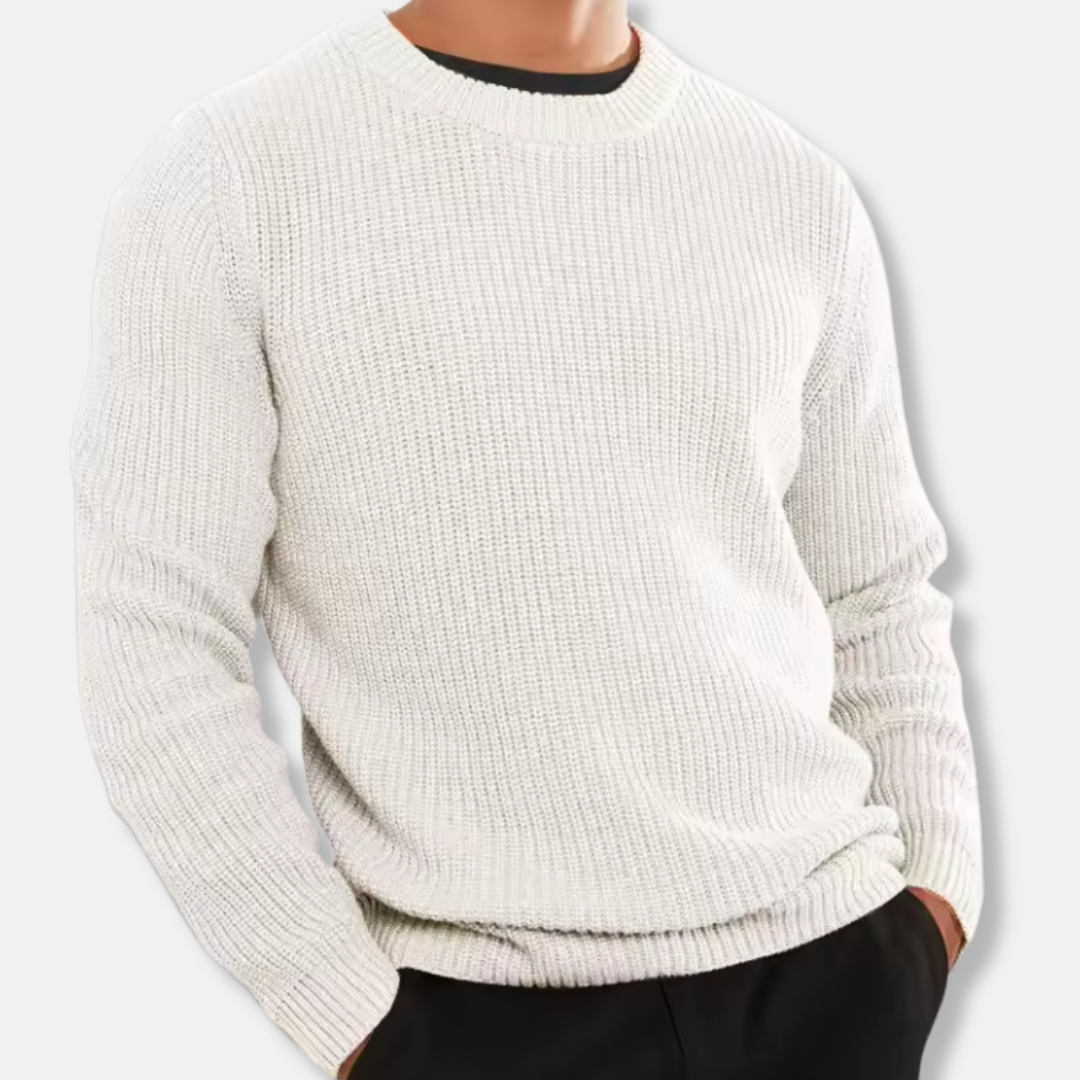 Knitted Jumper | Relaxed Fit | Rib Knit | Pullover | Men's Sweater-Grace Aura