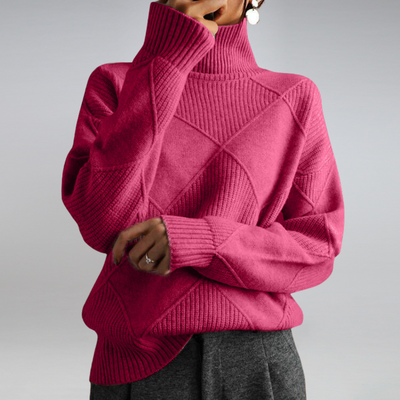 Knitted Jumper - Turtleneck - Oversized - Knitted Sweater - Women's Knitwear-Grace Aura