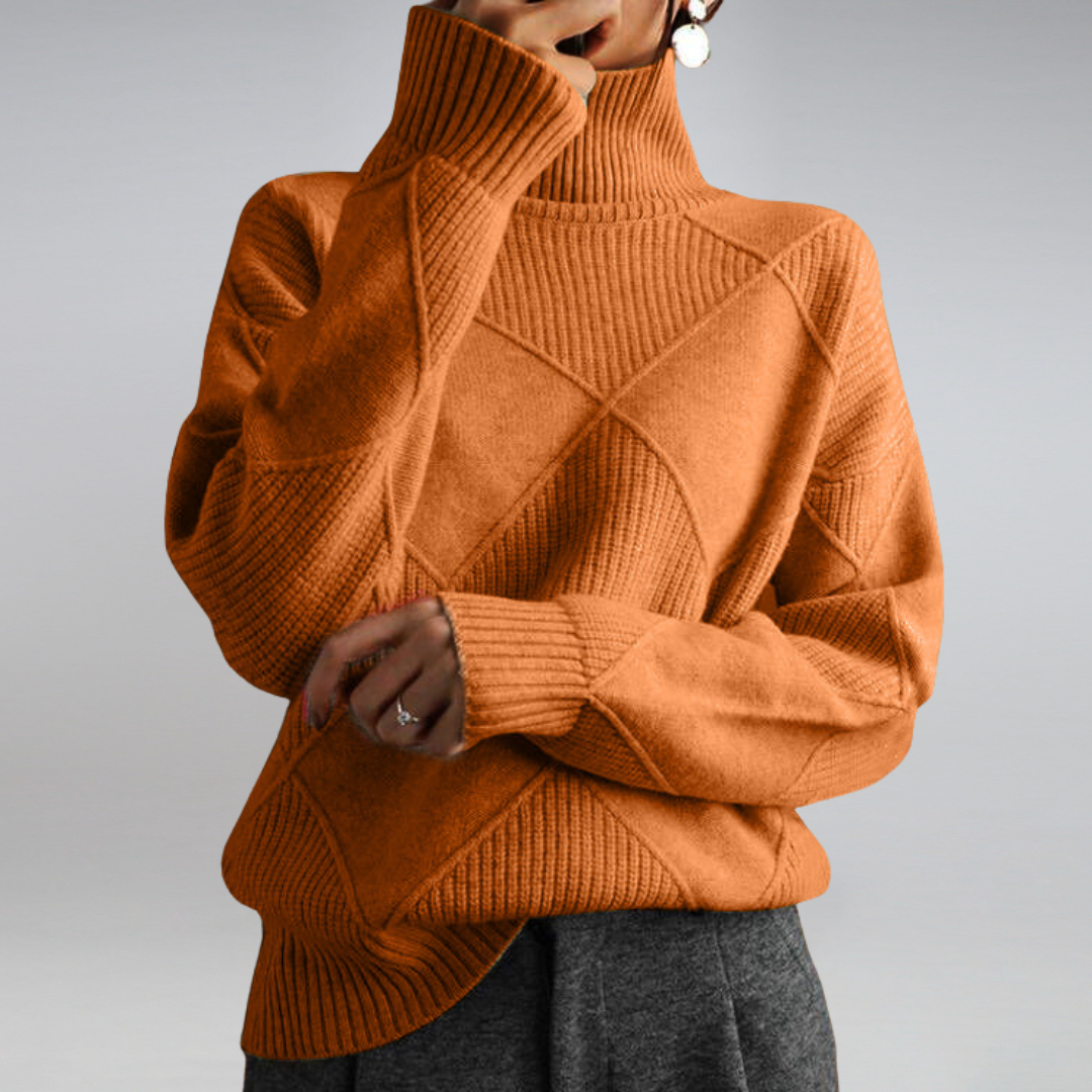 Knitted Jumper - Turtleneck - Oversized - Knitted Sweater - Women's Knitwear-Grace Aura
