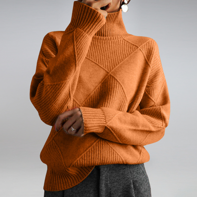 Knitted Jumper - Turtleneck - Oversized - Knitted Sweater - Women's Knitwear-Grace Aura