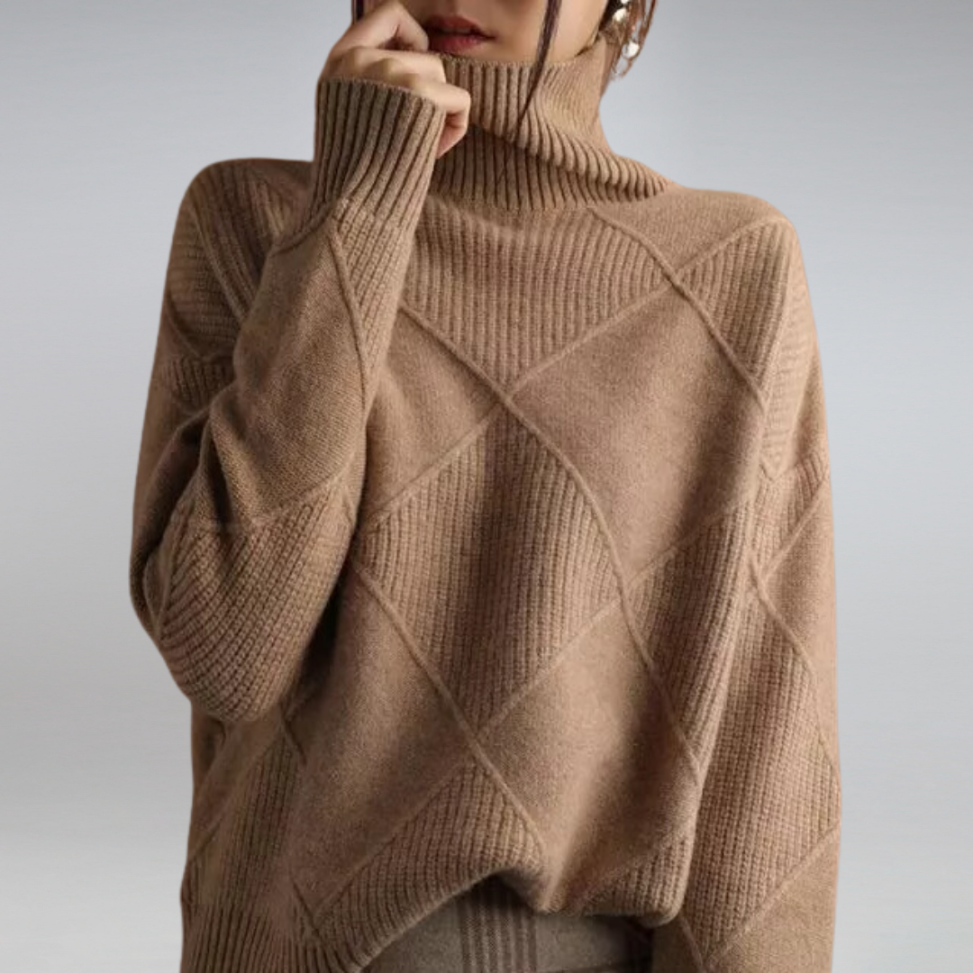 Knitted Jumper - Turtleneck - Oversized - Knitted Sweater - Women's Knitwear-Grace Aura