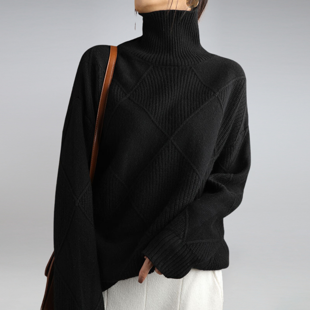 Knitted Jumper - Turtleneck - Oversized - Knitted Sweater - Women's Knitwear-Grace Aura