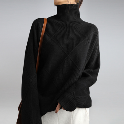 Knitted Jumper - Turtleneck - Oversized - Knitted Sweater - Women's Knitwear-Grace Aura