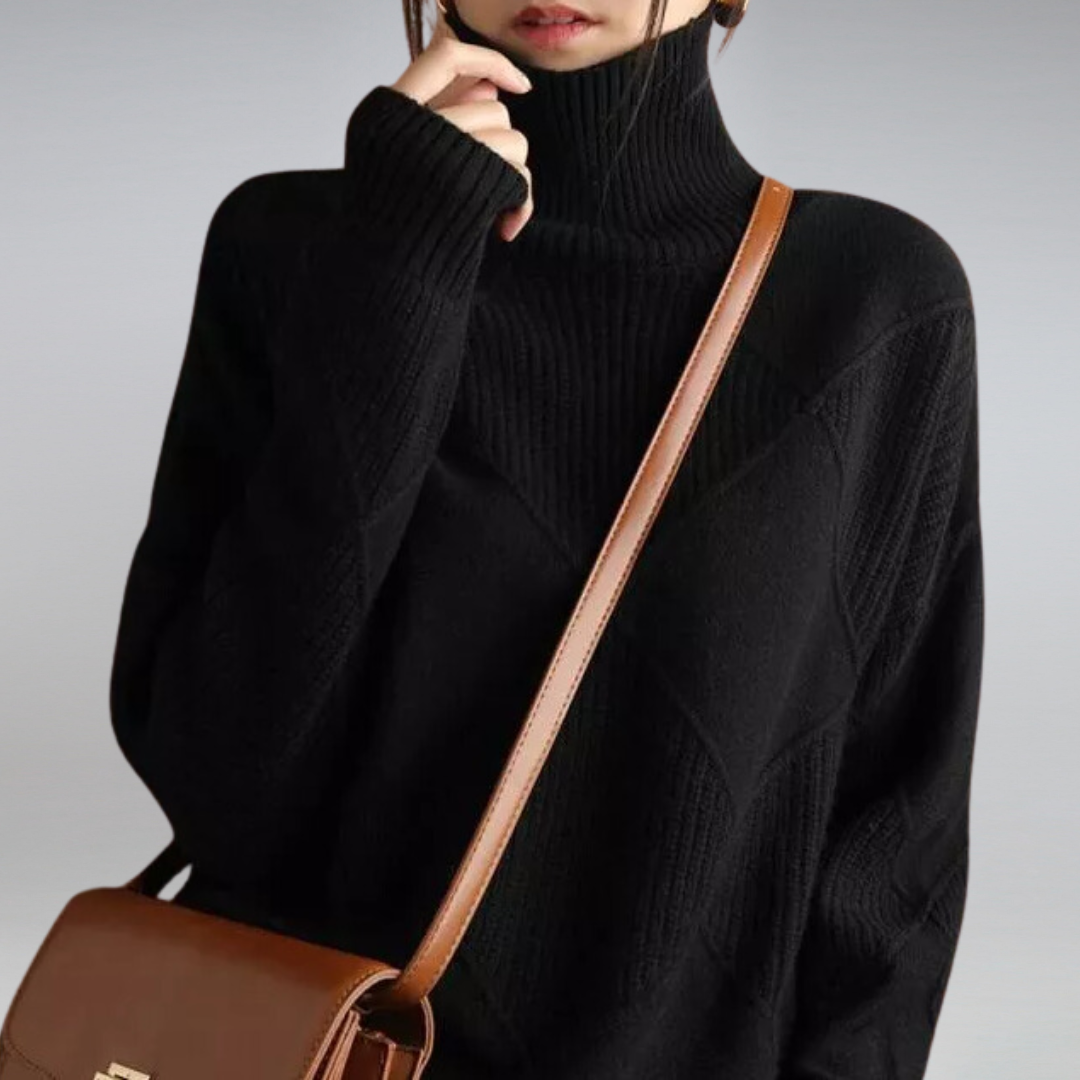 Knitted Jumper - Turtleneck - Oversized - Knitted Sweater - Women's Knitwear-Grace Aura