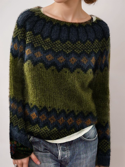 Knitted Jumper - Warm - Nordic Jumper - Knit Sweater - Women's Knitwear-Grace Aura