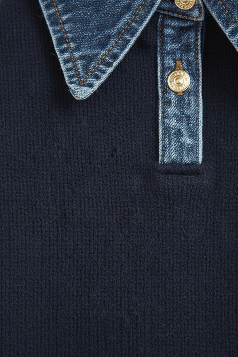 Knitted Jumper - Women's Relaxed Fit Collared Knit Pullover Sweater-Grace Aura