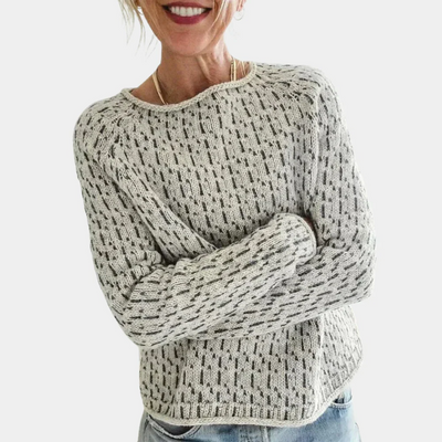 Knitted Jumper - Women's Relaxed Fit Light Gray Pullover Sweater-Grace Aura