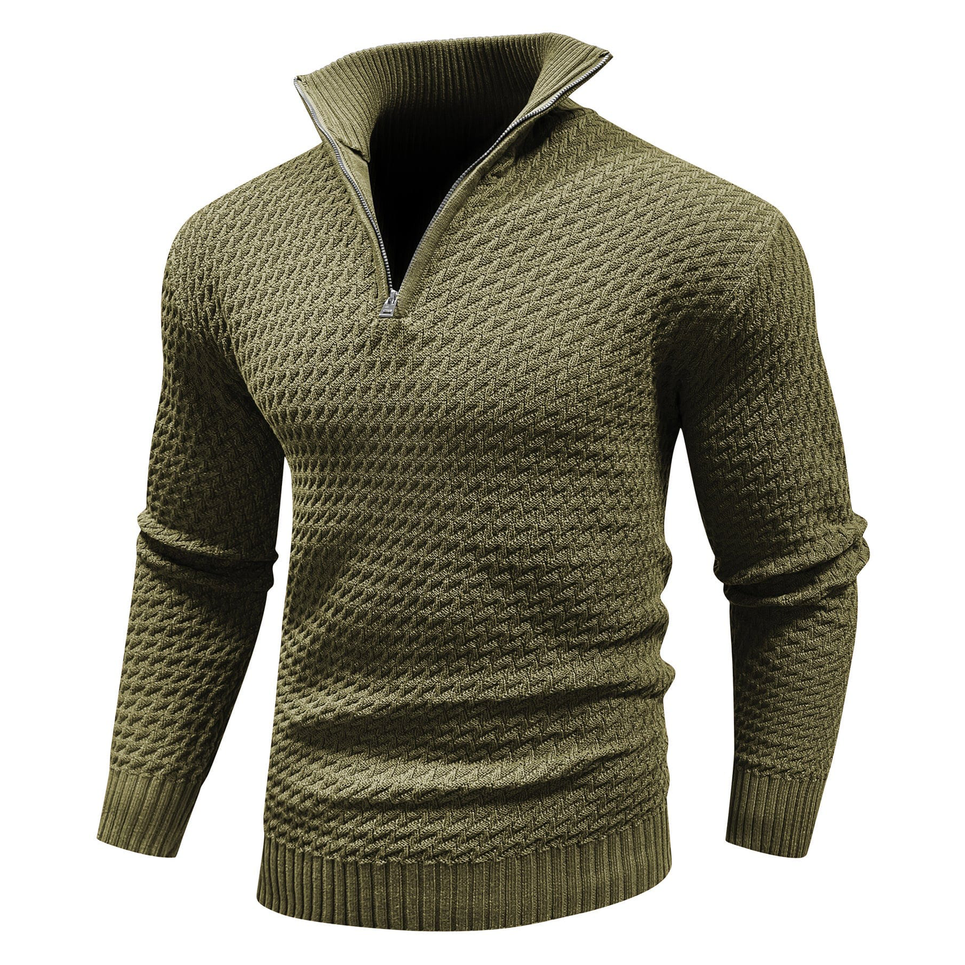 Knitted Sweater | Cotton | Pullover | Zip Sweater | Mens Half-Zip Jumper-Grace Aura