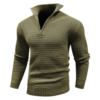 Knitted Sweater | Cotton | Pullover | Zip Sweater | Mens Half-Zip Jumper-Grace Aura
