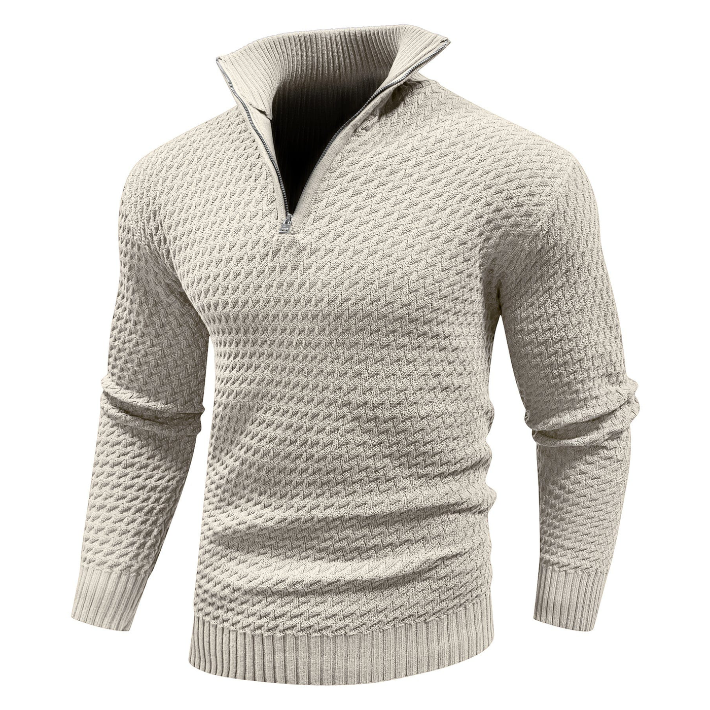 Knitted Sweater | Cotton | Pullover | Zip Sweater | Mens Half-Zip Jumper-Grace Aura
