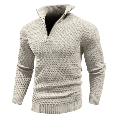 Knitted Sweater | Cotton | Pullover | Zip Sweater | Mens Half-Zip Jumper-Grace Aura