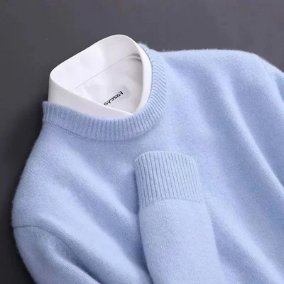 Knitted Sweater - Men's Plain Crew Neck Knitted Jumper for Winter-Grace Aura