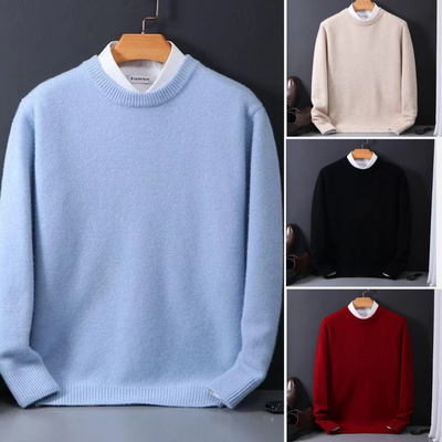 Knitted Sweater - Men's Plain Crew Neck Knitted Jumper for Winter-Grace Aura
