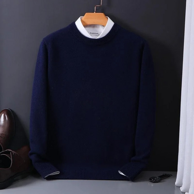 Knitted Sweater - Men's Plain Crew Neck Knitted Jumper for Winter-Grace Aura