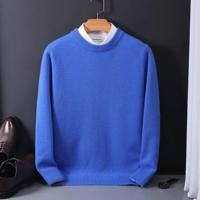 Knitted Sweater - Men's Plain Crew Neck Knitted Jumper for Winter-Grace Aura