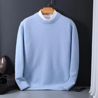 Knitted Sweater - Men's Plain Crew Neck Knitted Jumper for Winter-Grace Aura