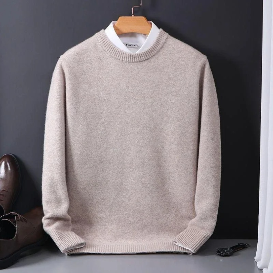 Knitted Sweater - Men's Plain Crew Neck Knitted Jumper for Winter-Grace Aura