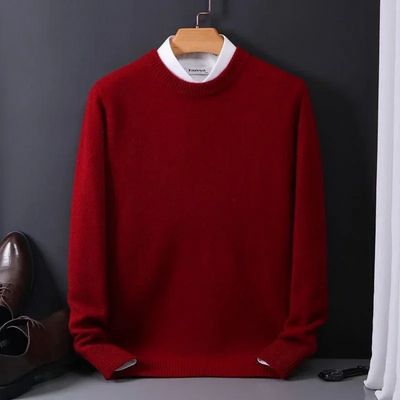 Knitted Sweater - Men's Plain Crew Neck Knitted Jumper for Winter-Grace Aura