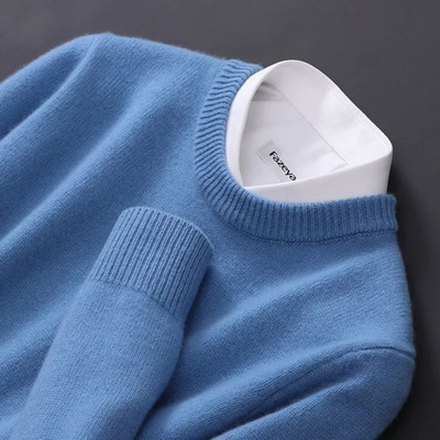 Knitted Sweater - Men's Plain Crew Neck Knitted Jumper for Winter-Grace Aura